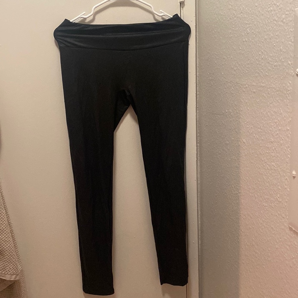 Black leather optic leggings, from European brand